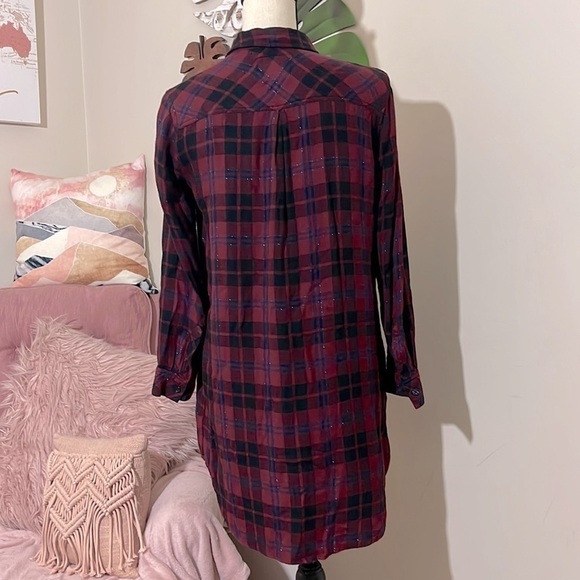 Rails Bianca Flannel Shirtdress in Red Black size XS - Picture 8 of 13